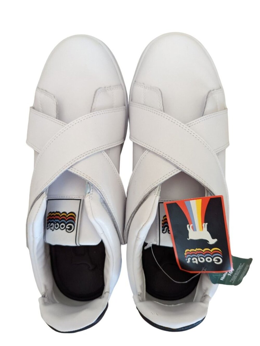 Goats White Leather Velcro Strap Sneakers Eco-Friendly Casual Shoes Womens Size